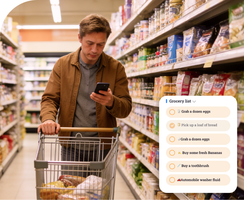 Grocery, shopping, or wish lists